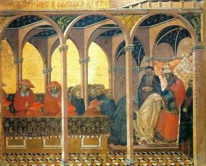 Predella panel The Approval of the New Carmelite Habit by Pope Honorius IV