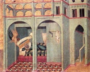 Predella panel The Annunciation to Sobac by Pietro Lorenzetti