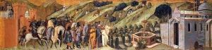 Predella panel St Albert Presents the Rule to the Carmelites