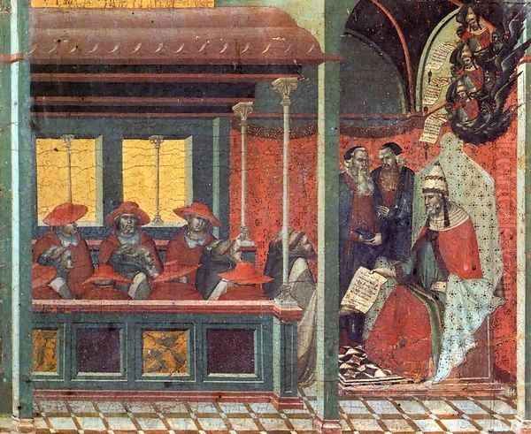 Predella panel The Pope Issues a Bull to a Carmelite Delegation - view 1