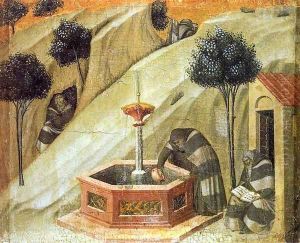Predella panel Hermits at the Fountain of Elijah