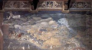 The Effects of Good Government in the Countryside (detail-1) 1338-40 by Ambrogio Lorenzetti