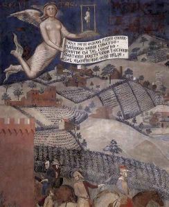 The Effects of Good Government in the Countryside (detail-3) 1338-40 by Ambrogio Lorenzetti