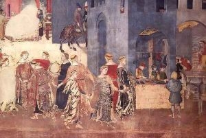 Effects of Good Government on the City Life (detail-6) 1338-40 by Ambrogio Lorenzetti