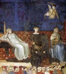 Allegory of the Good Government (detail-1) 1338-40 by Ambrogio Lorenzetti