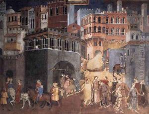 Effects of Good Government on the City Life (detail-3) 1338-40 by Ambrogio Lorenzetti
