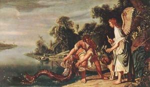 The Angel and Tobias with the Fish c. 1625 by Pieter Pietersz. Lastman