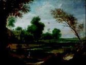 Paysans Aux Abords D'un Village by Jaques D'Arthois