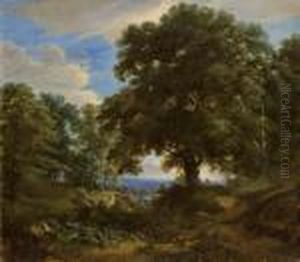 Paysan Priant Au Pied D'un Grand Arbre