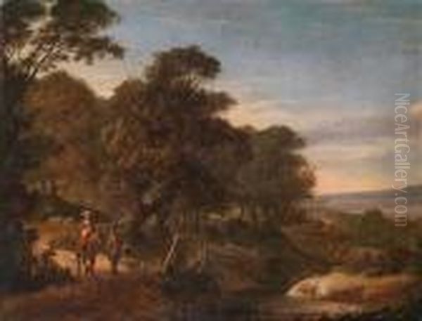 Bewaldete Landschaft Mit Einem Reiter - view 1