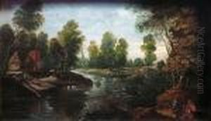 Chasseuren Bord De Riviere by Jaques D'Arthois