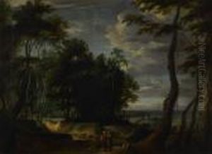 Sem Titulo - Camponeses Numa Paisagem by Jaques D'Arthois