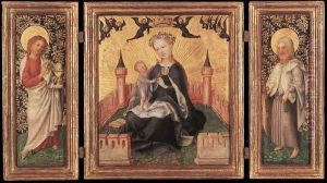 Triptych with the Virgin and Child in an Enclosed garden 1445-50 by Stefan Lochner