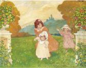 Les Enfants Jouant Au Jardin by Georges dEspagnat