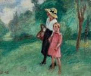 Mere Et Enfant Dans Un Verger