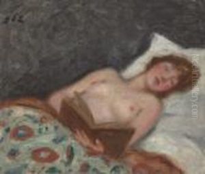 Jeune Femme Lisant Au Lit by Georges dEspagnat