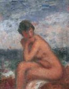 Nu Assis Devant La Mer by Georges dEspagnat