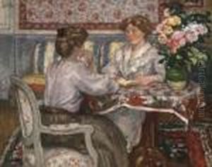Deux Jeunes Filles Assises by Georges dEspagnat
