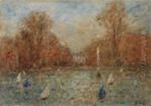 Le Bassin Des Tuileries Anime De Petits Bateaux (vers 1935) by Georges dEspagnat