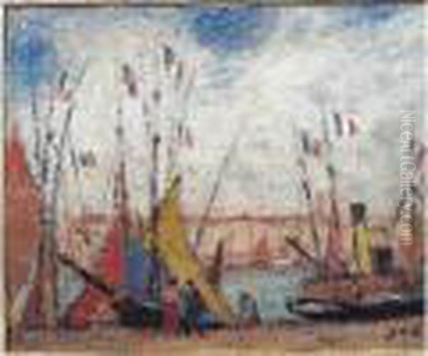 Bateaux Pavoises Au Port - view 1
