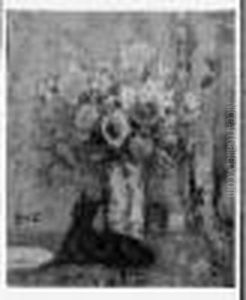 Bouquet De Fleurs. Huile Sur Carton, Signee Vers Le Bas A Gauche