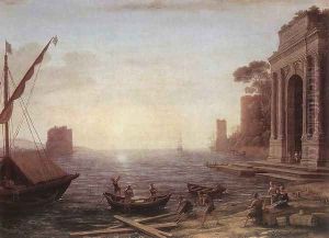 A Seaport at Sunrise 1674