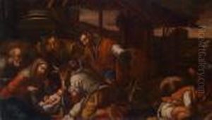 Die Anbetung Der Hirten by Jacopo Bassano (Jacopo da Ponte)