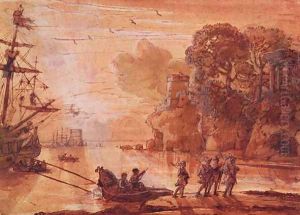 The Disembarkation of Warriors in a Port, possibly Aeneas in Latium, 1660-65