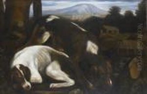 Couple De Chiens Au Repos by Jacopo Bassano (Jacopo da Ponte)