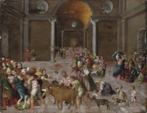 Christ Driving The Tradesmen From The Temple by Jacopo Bassano (Jacopo da Ponte)