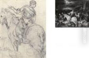 A Woman On A Horse by Jacopo Bassano (Jacopo da Ponte)