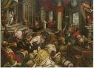 Christ Driving The Money-changers From The Temple by Jacopo Bassano (Jacopo da Ponte)