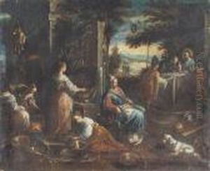 Chrystus W Emaus by Jacopo Bassano (Jacopo da Ponte)