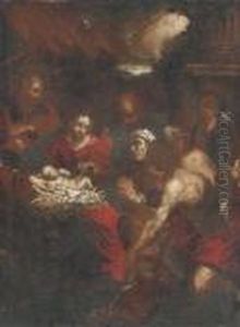The Adoration Of The Shepherds by Jacopo Bassano (Jacopo da Ponte)