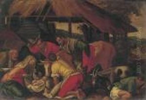 The Adoration Of The Shepherds by Jacopo Bassano (Jacopo da Ponte)