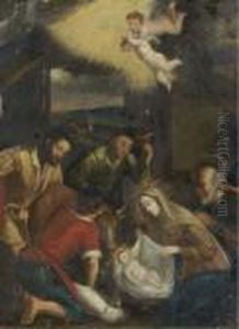 The Adoration Of The Shepherds by Jacopo Bassano (Jacopo da Ponte)