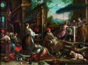 Les Pelerins D'emmaus by Leandro Bassano