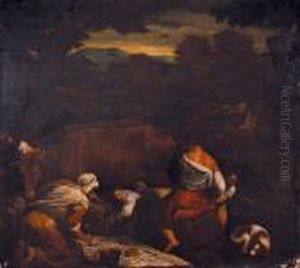 Paesaggio Con Contadini Allavoro by Leandro Bassano
