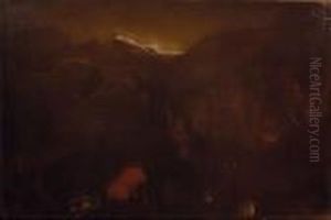 Paesaggio Con Contadini, Armenti E Capanna by Leandro Bassano