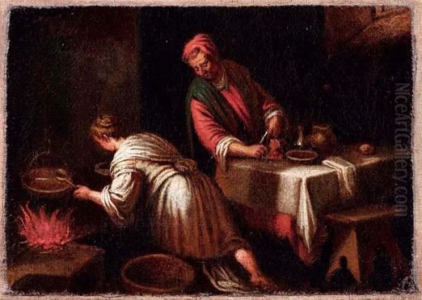 Interno Di Cucina Con Figure - view 1
