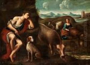 Landskap Med Herde Och Herdinna by Leandro Bassano