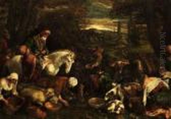 Darstellung Der Biblischen Szene "moses Schlagt Wasser Aus Dem Felsen" - view 1
