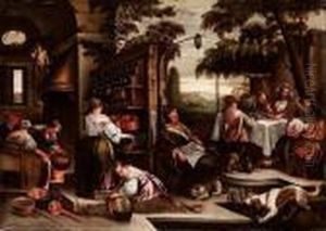 Scena D'interno Con La Cena In Emmaus by Leandro Bassano