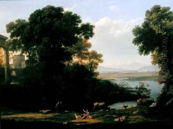 Classical river scene with a view of a town - view 1