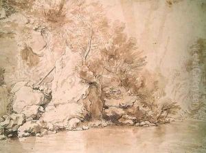 A Study for a landscape by Claude Lorrain (Claude Gellee)