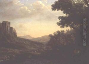 Extensive Wooded Landscape with Ruined Temple by Claude Lorrain (Claude Gellee)
