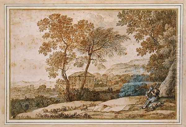 Landscape with a shepherd and his dog - view 1
