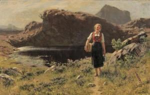 Peasant Girl In A Mountain Landscape
