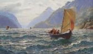 Heitere Segelpartie In Norwegischem Fjord by Hans Dahl