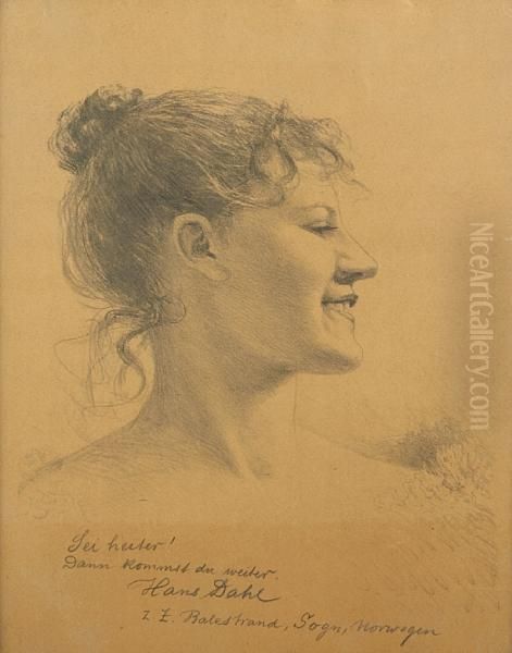 A Portrait Of A Young Woman In Profile - view 1